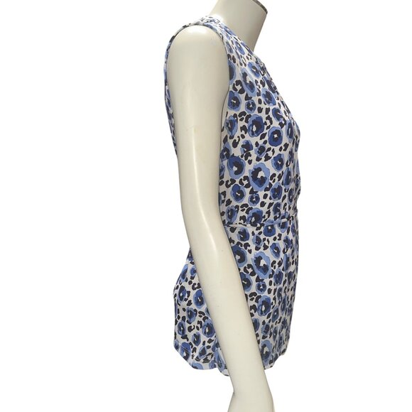 41 Hawthorn Small Blue Black Abstract Leopard Print Wrap Blouse - Picture 6 of 12
